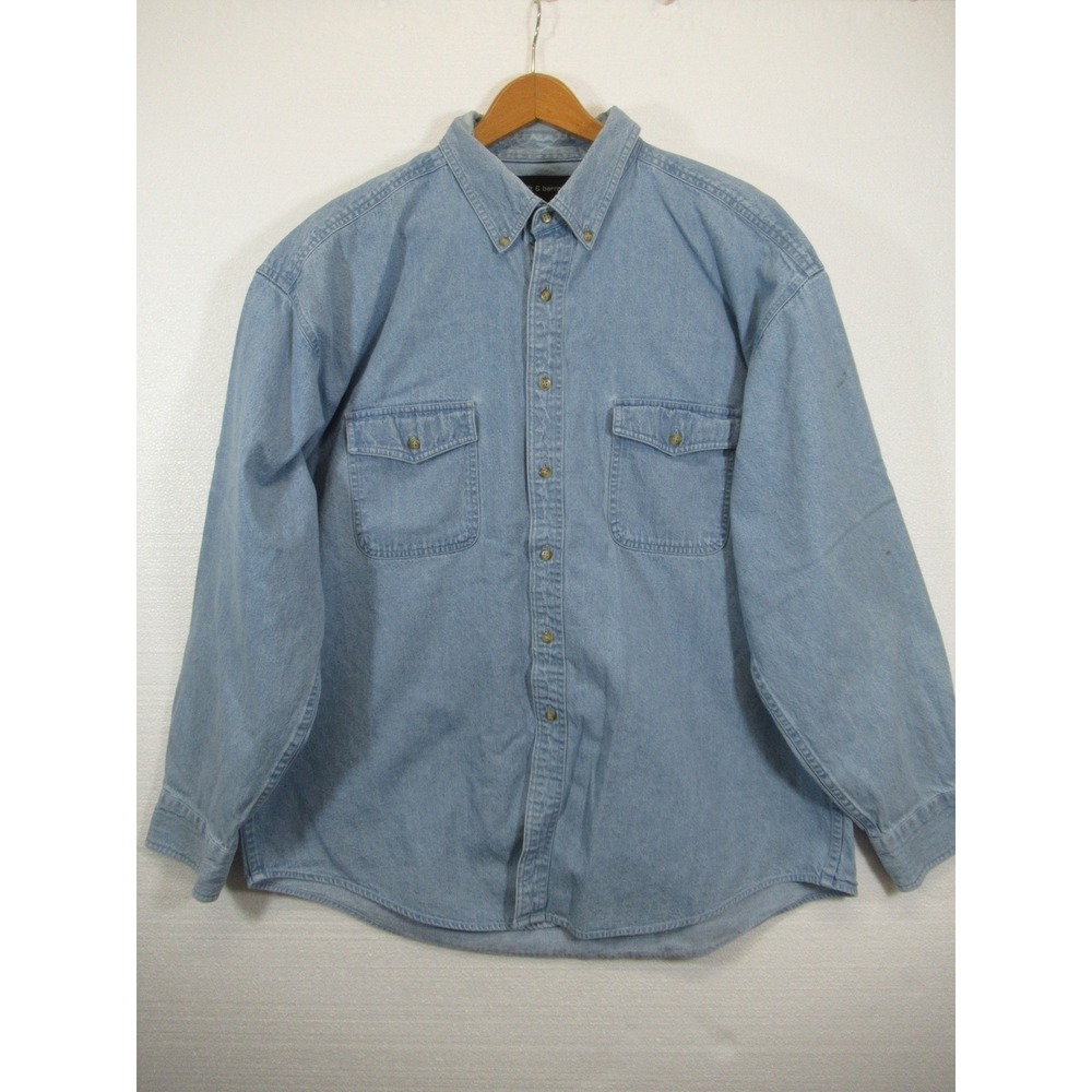 Vintage 90s Y2K Croft & Barrow Denim Shirt Men XL Blue Long Sleeve Button Up
